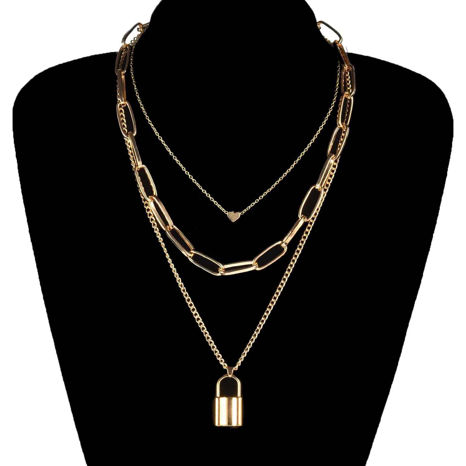 Multi-layer Vintage Fashion Peach Heart Lock Pendant Necklace for Women Girl Punk Personality Gold Silver Color Necklace
Multi-layer Vintage Fashion Peach Heart Lock Pendant Necklace for Women Girl Punk Personality Gold Silver Color Necklace