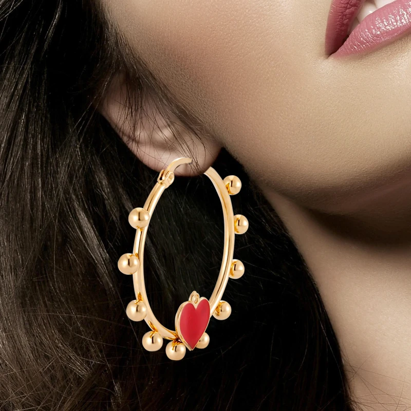 New Fashion Red Love Big Hoop Earrings For Women‘s Gold Color hoops Ear ring Circle Ear Rings Vintage Jewelry for Girl gift Hot
New Fashion Red Love Big Hoop Earrings For Women‘s Gold Color hoops Ear ring Circle Ear Rings Vintage Jewelry for Girl gift Hot