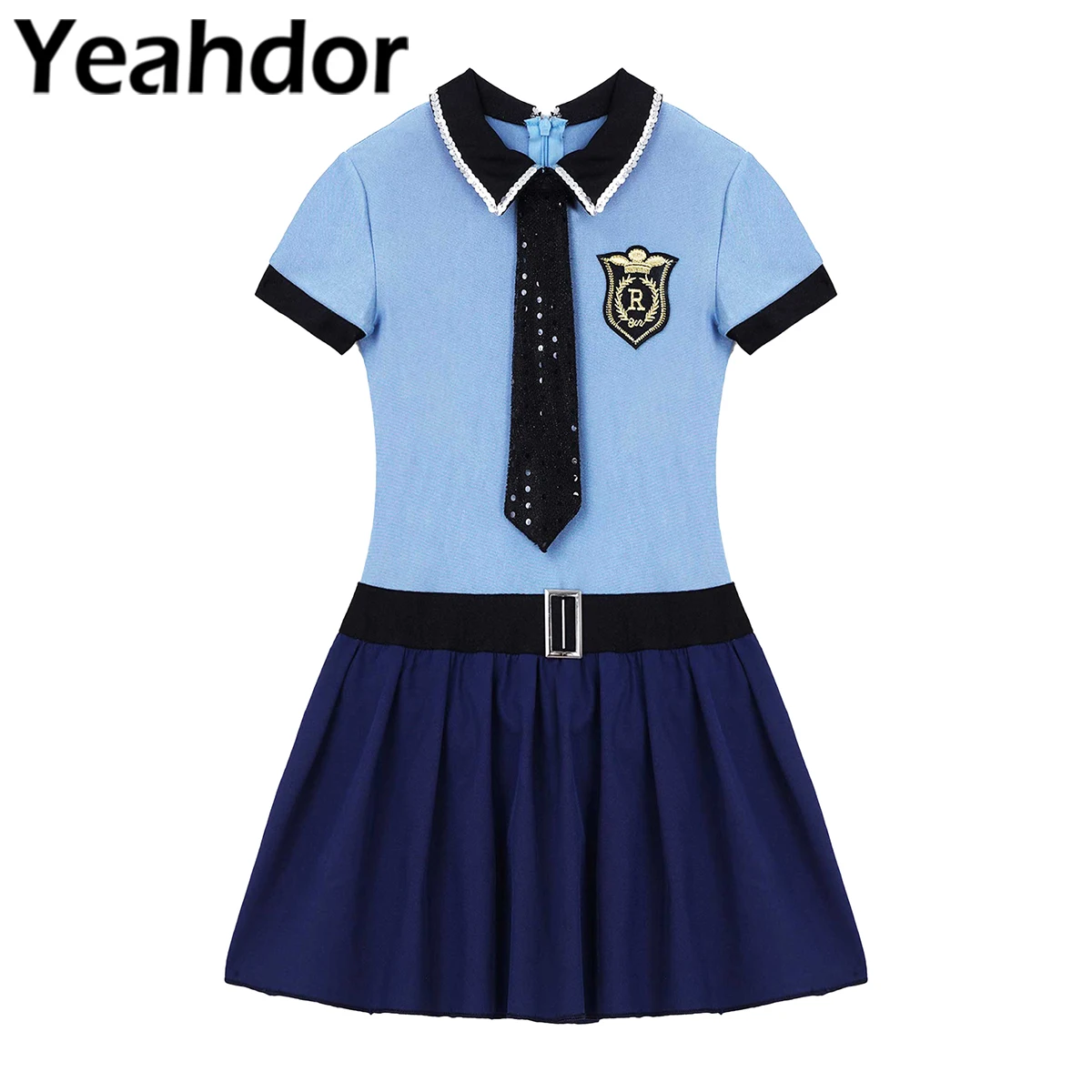 Kids Girls Cosplay Costume Bodysuit Dresses Lapel Collar Short Sleeves Short Pleated Dress Jumpsuit with Tie Set Children Outfit
Kids Girls Cosplay Costume Bodysuit Dresses Lapel Collar Short Sleeves Short Pleated Dress Jumpsuit with Tie Set Children Outfit
