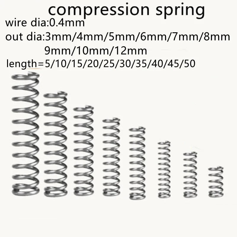 20pcs compression spring wire diameter 0.4mm outer diameter 6mm Stainless Steel Micro Small Compression spring length 5mm-50mm
20pcs compression spring wire diameter 0.4mm outer diameter 6mm Stainless Steel Micro Small Compression spring length 5mm-50mm