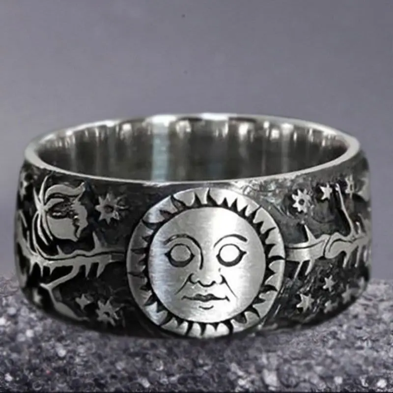 Sunlight face and rose Wide Rings plating Ancient silver alloy Vintage Temperament Rings For Women men Jewelry Gift
Sunlight face and rose Wide Rings plating Ancient silver alloy Vintage Temperament Rings For Women men Jewelry Gift