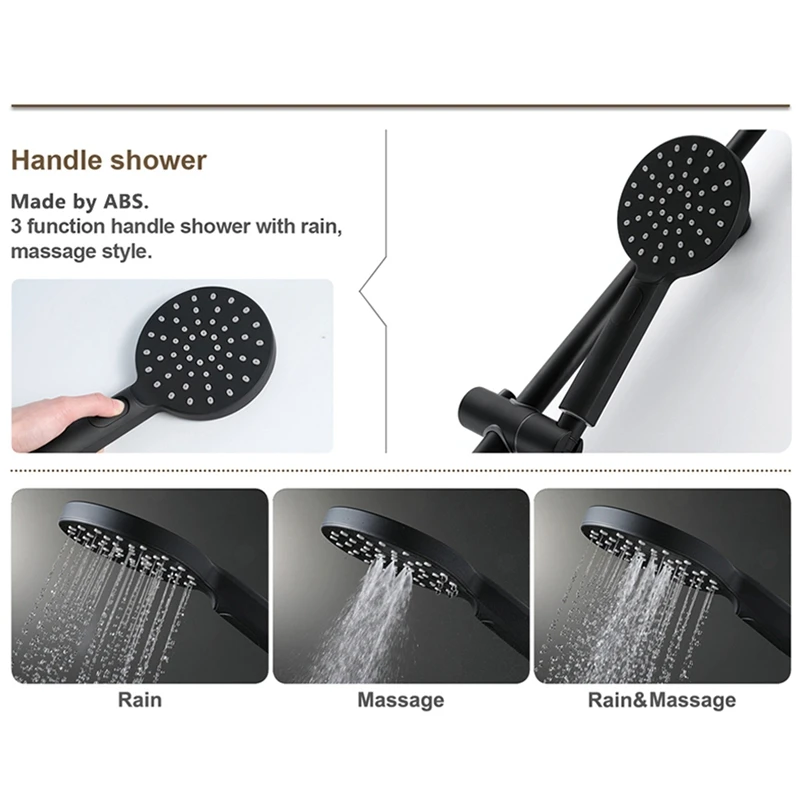 Black Hand Held Shower Head Wall Mounted Shower Bathroom Household Round ABS Shower Head 3 Function
Black Hand Held Shower Head Wall Mounted Shower Bathroom Household Round ABS Shower Head 3 Function