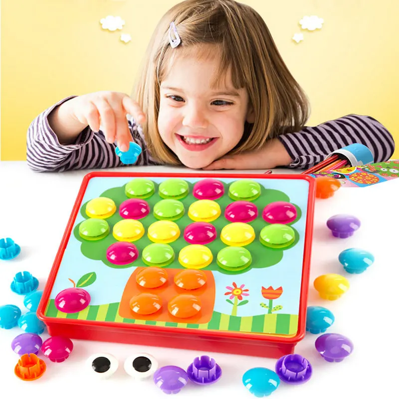 

Children's Idea Button 3d Puzzles Montessori Blocks Wisdom Enlightenment Creative Toys Baby Early Learning Aids Toddler Gifts