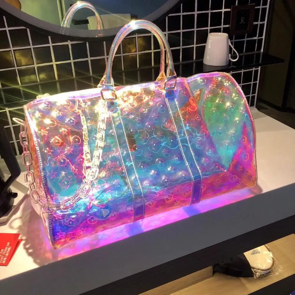 Luxury Holographic New Printing Transparent Large-Capacity Sports Handbag High Quality PVC Short-Distance Laser Travel Bag 50CM
Luxury Holographic New Printing Transparent Large-Capacity Sports Handbag High Quality PVC Short-Distance Laser Travel Bag 50CM