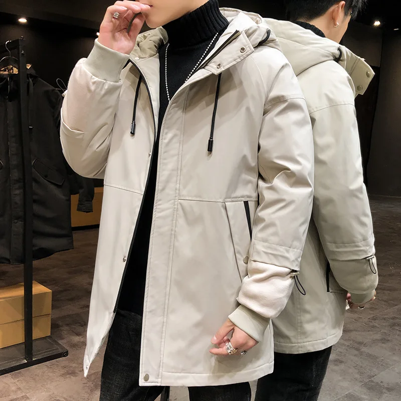 Winter Men's Thick Warm Parka Wind Proof Hooded Medium Length Printed Decoration Personality Casual Fit Young Men 
Winter Men's Thick Warm Parka Wind Proof Hooded Medium Length Printed Decoration Personality Casual Fit Young Men