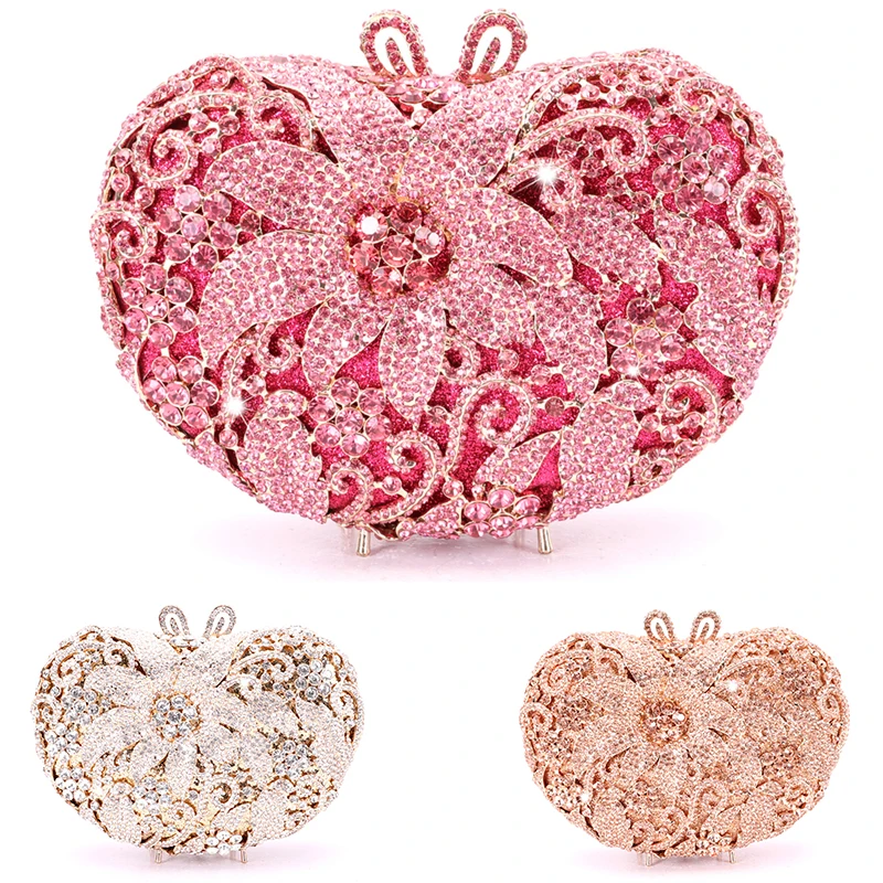 Pink/Champage/Silver 7 Colors Wedding Purse Heart Shape Rhinestone Crystal Clutches Handbags Luxury Women Party Prom Diamond Bag
Pink/Champage/Silver 7 Colors Wedding Purse Heart Shape Rhinestone Crystal Clutches Handbags Luxury Women Party Prom Diamond Bag