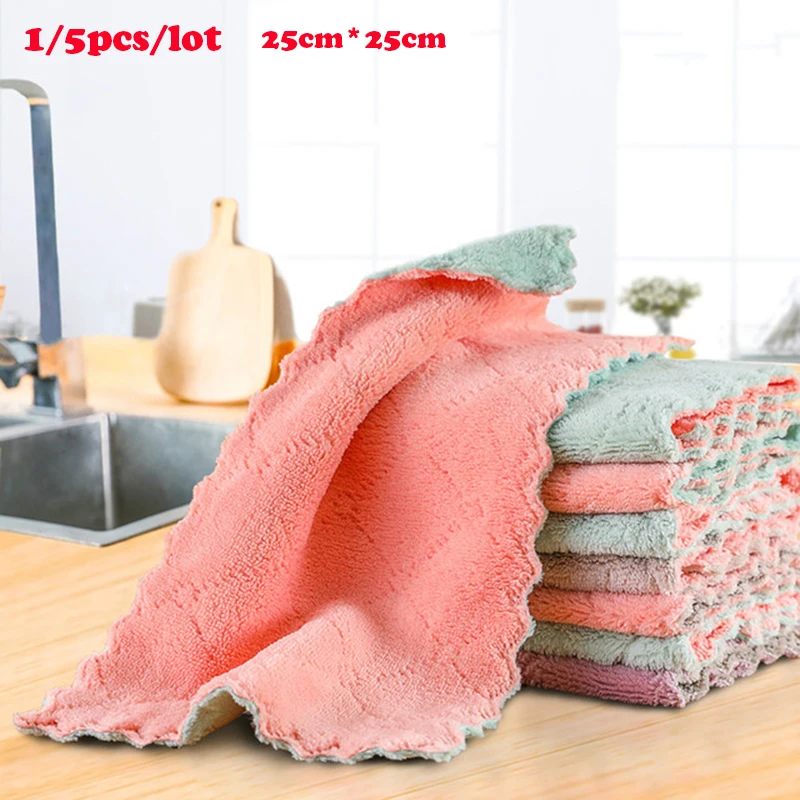 1/5pcs/lots Double-layer Absorbent Microfiber Kitchen Dish Cloth Non-stick Oil Household Cleaning Wiping Towel Kichen Helper
1/5pcs/lots Double-layer Absorbent Microfiber Kitchen Dish Cloth Non-stick Oil Household Cleaning Wiping Towel Kichen Helper