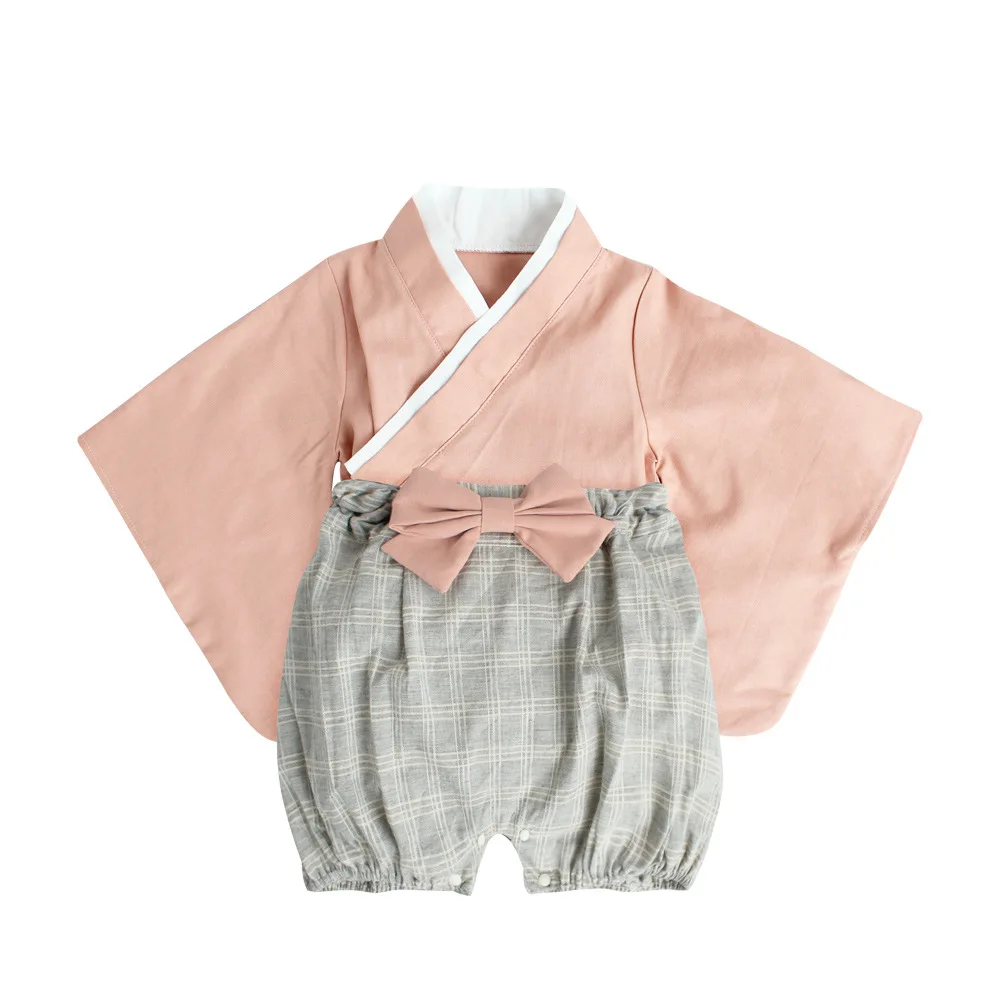 Ретро-кимоно Летняя Одежда для маленьких девочек топы с короткими рукавами