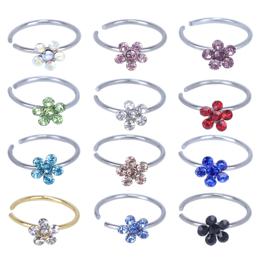 1pcs Stainless Steel Zircon Nose Rings Womens Open Nose Clip Nose Piercing C-shaped Crystal Petal Nose Ring Non-piercing Jewelry
1pcs Stainless Steel Zircon Nose Rings Womens Open Nose Clip Nose Piercing C-shaped Crystal Petal Nose Ring Non-piercing Jewelry