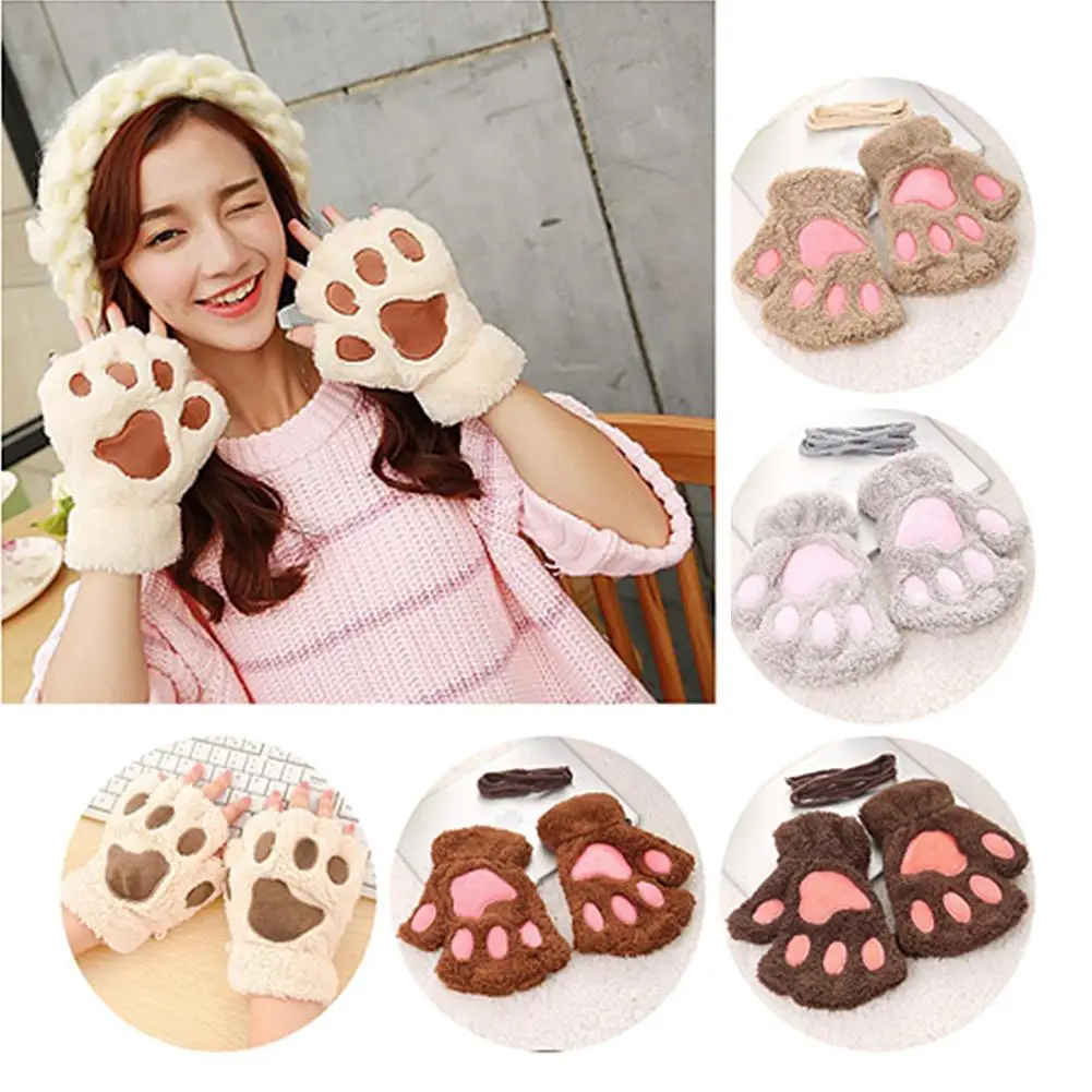 Christmas Gift Lower Price Winter Girl Cute Bear Cats Claw Cashmere Neck Hanging Half Finger Gloves Mittens Xmas gifts guantes
Christmas Gift Lower Price Winter Girl Cute Bear Cats Claw Cashmere Neck Hanging Half Finger Gloves Mittens Xmas gifts guantes