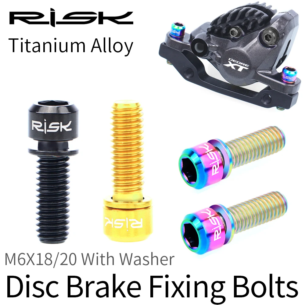 

4pcs M6x18mm/M6x20mm Hexagon Bicycle Disc Brake Fixing Bolts with Washers Titanium Alloy Bike Fixing Screws Styling Parts Acc.