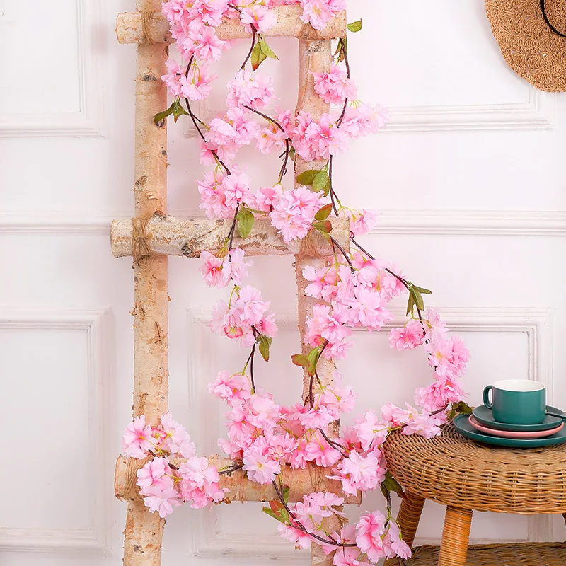 177cm Fake Cherry Blossom Vine Silk Artificial Sakura Flower Wall Garland Hanging DIY Party Decor Wedding Home Decoration Flower
177cm Fake Cherry Blossom Vine Silk Artificial Sakura Flower Wall Garland Hanging DIY Party Decor Wedding Home Decoration Flower
