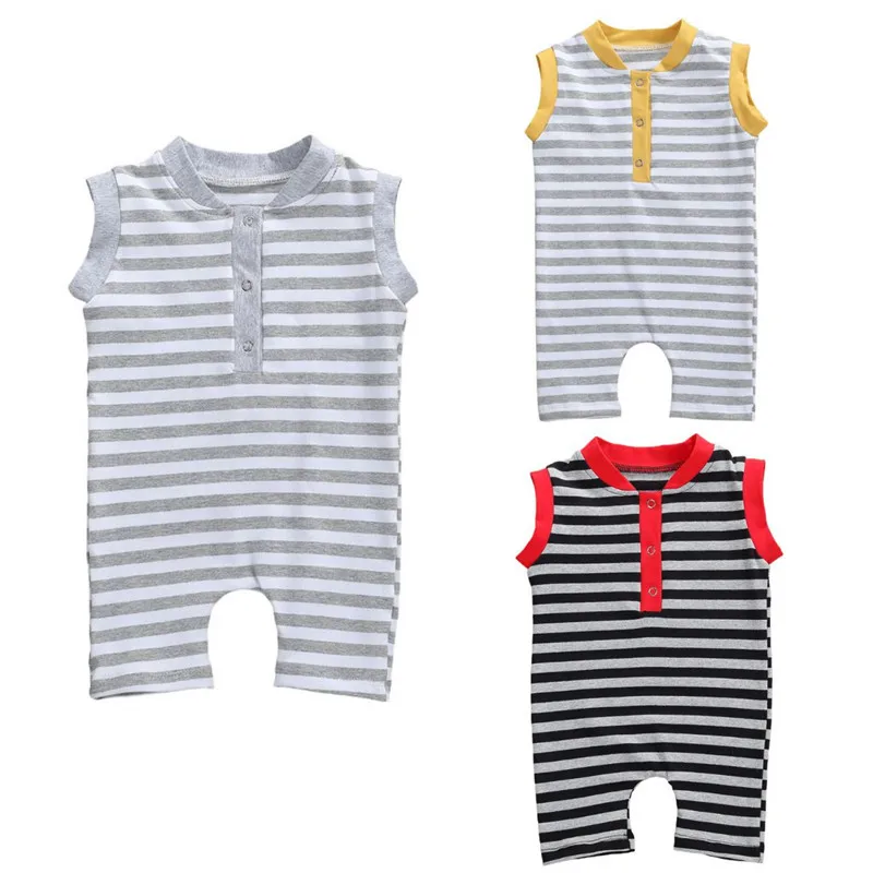 0-18M New Summer Infant Baby Girls Boys Rompers Striped Sleeveless Cotton Jumpsuits Clothes 3 Colors
0-18M New Summer Infant Baby Girls Boys Rompers Striped Sleeveless Cotton Jumpsuits Clothes 3 Colors