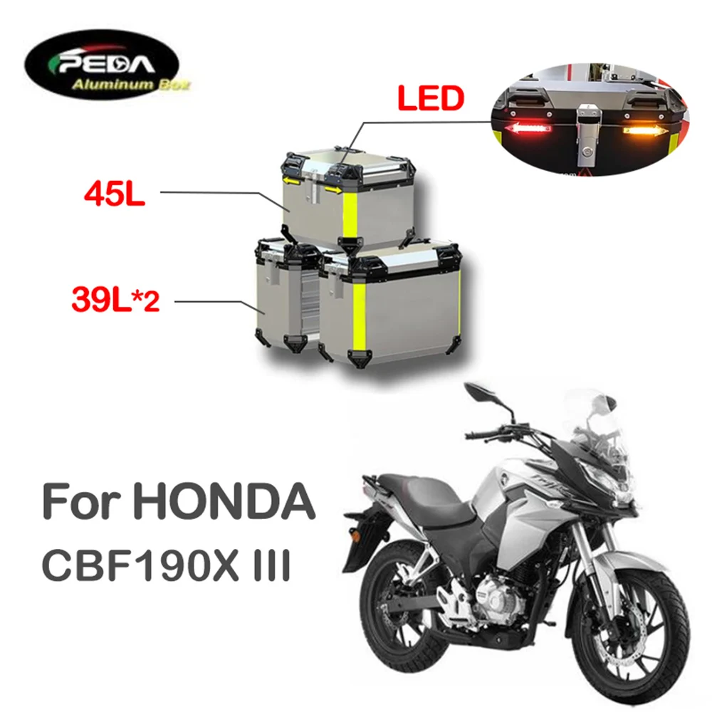 V5-19 Motorcycle Aluminum Box with LED Winker 45L Dual 39L Panniers Top Case Side Pannier For HONDA CBF190X III Rear Trunk
V5-19 Motorcycle Aluminum Box with LED Winker 45L Dual 39L Panniers Top Case Side Pannier For HONDA CBF190X III Rear Trunk