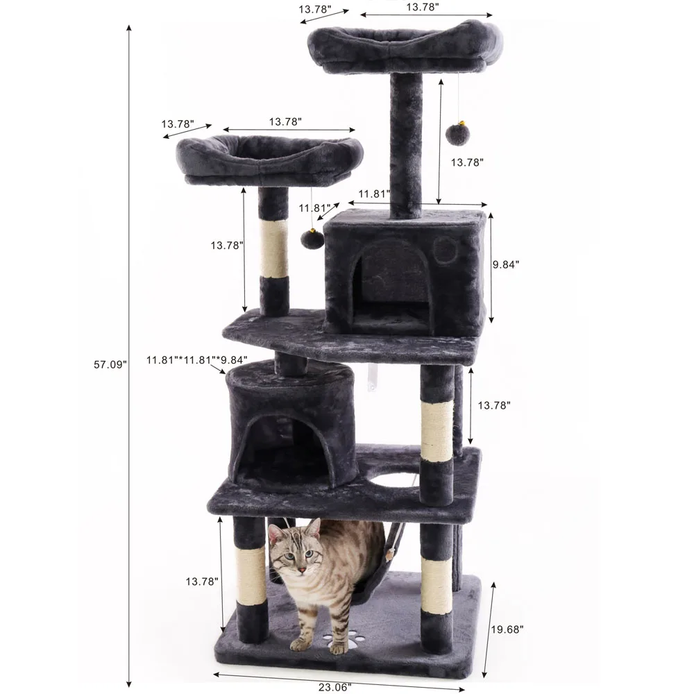 57.08 Inches Multi-Level Cat Tree For Large Cats With Cozy Perches Stable Cat Tower Cat Condo Pet Play House
57.08 Inches Multi-Level Cat Tree For Large Cats With Cozy Perches Stable Cat Tower Cat Condo Pet Play House