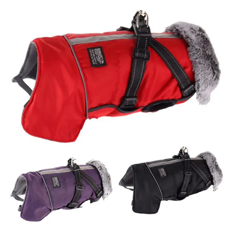Winter Warm Fur Collar Pet Dog Coat Costumes Waterproof Dog Vest Jacket Detachable Chest Back Clothes For Small Large Dogs 
Winter Warm Fur Collar Pet Dog Coat Costumes Waterproof Dog Vest Jacket Detachable Chest Back Clothes For Small Large Dogs