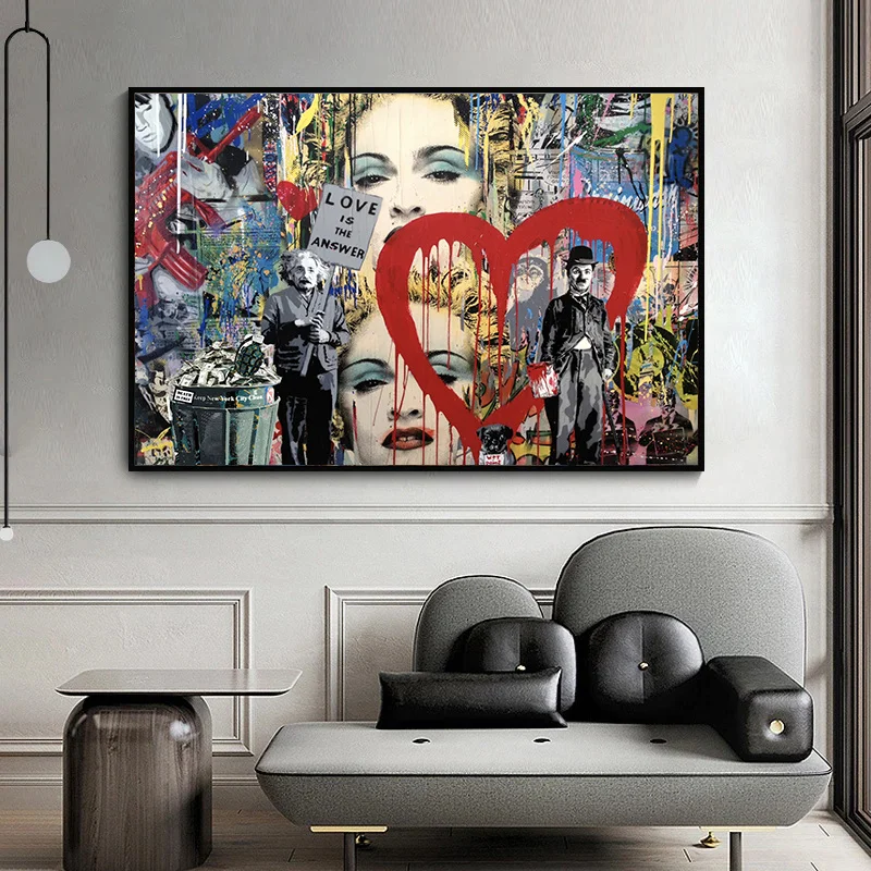 Love Is The Answer Canvas Painting Marilyn Monroe and Scientist Graffiti Street Art Poster Print Picture for Home Decor Wall Art
Love Is The Answer Canvas Painting Marilyn Monroe and Scientist Graffiti Street Art Poster Print Picture for Home Decor Wall Art