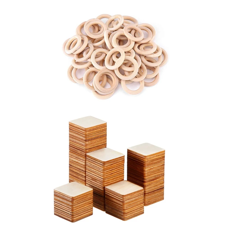 100PCS Blank Wood Pieces Unfinished Round Corner Wooden Cutouts With 50Pcs Wood Rings ,Unfinished Wood Circles
100PCS Blank Wood Pieces Unfinished Round Corner Wooden Cutouts With 50Pcs Wood Rings ,Unfinished Wood Circles