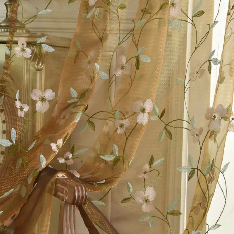 Coffee Color embroidered floral tulle curtains for bedroom sheer window curtains living room bedroom ready made
Coffee Color embroidered floral tulle curtains for bedroom sheer window curtains living room bedroom ready made