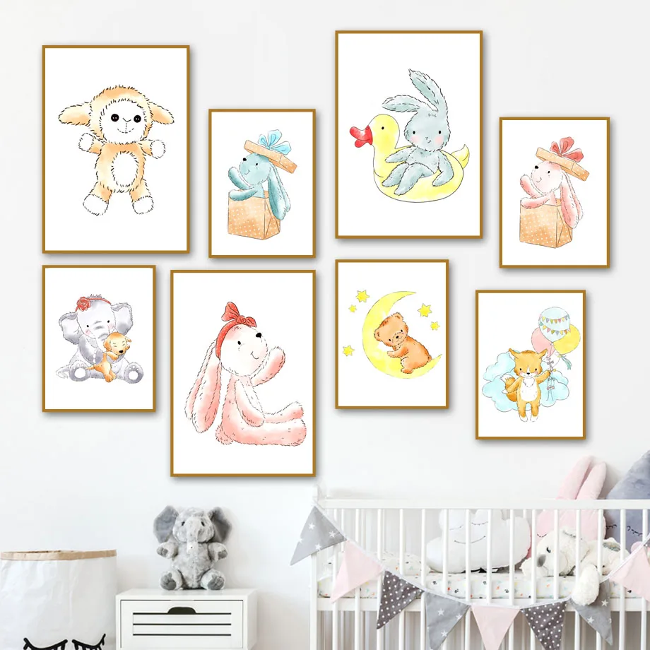 Cartoon Bear Elephant Rabbit Fox Doll Nordic Posters and Prints Wall Art Canvas Painting Nursery Wall Pictures Kids Room Decor
Cartoon Bear Elephant Rabbit Fox Doll Nordic Posters and Prints Wall Art Canvas Painting Nursery Wall Pictures Kids Room Decor