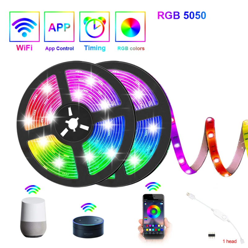 2021 Wifi USB LED Light Strips RGB SMD 5050 Flexible Strip Light Phone Control 1M 2M 5M Strip Light Work With Alexa Google Home
2021 Wifi USB LED Light Strips RGB SMD 5050 Flexible Strip Light Phone Control 1M 2M 5M Strip Light Work With Alexa Google Home