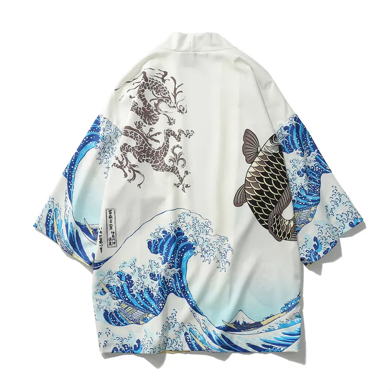 Japanese Style Kimono Haori Men Women Samurai Cardigan Dragon Print The Great Wave Off Kanagawa Traditonal Costumes
Japanese Style Kimono Haori Men Women Samurai Cardigan Dragon Print The Great Wave Off Kanagawa Traditonal Costumes