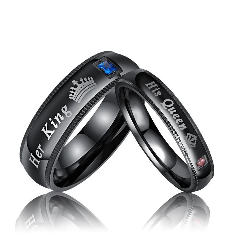 New Fashion OL Herking HangisQueen Crown Queen Titanium Steel Black Men's 6mm Women's 4mm Couple Ring 
New Fashion OL Herking HangisQueen Crown Queen Titanium Steel Black Men's 6mm Women's 4mm Couple Ring