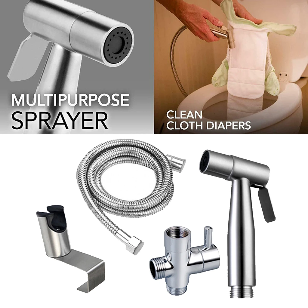 Set of 4 Stainless Handheld Bidet Sprayer Kit Self Cleaning with Accessories
Set of 4 Stainless Handheld Bidet Sprayer Kit Self Cleaning with Accessories