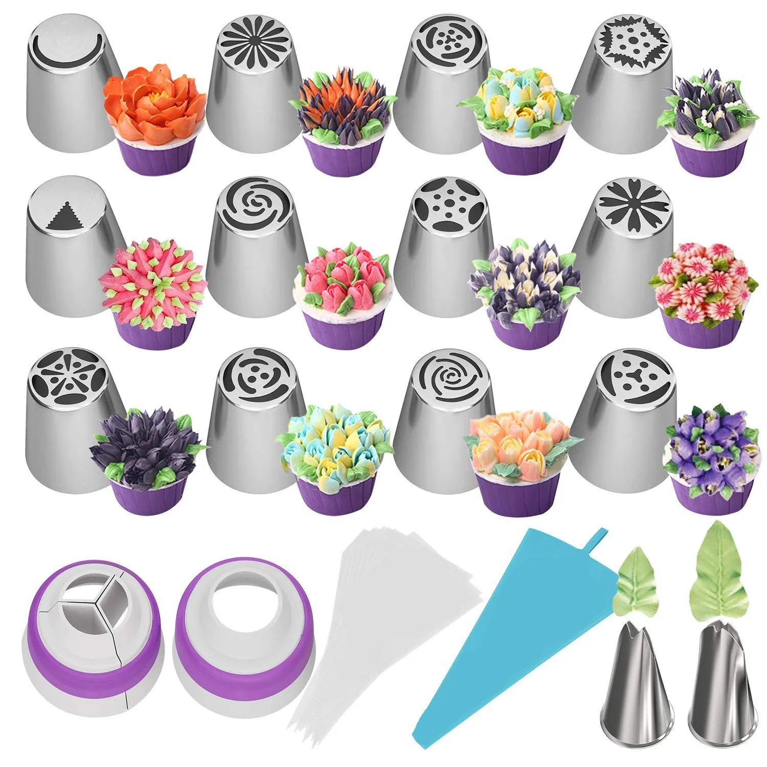 27pcs/Set Russian Piping Tips Cream Nozzles For Cake Tool Bakery Accessories Flower Piping Pastry Bag Cake Decorating Tools
27pcs/Set Russian Piping Tips Cream Nozzles For Cake Tool Bakery Accessories Flower Piping Pastry Bag Cake Decorating Tools