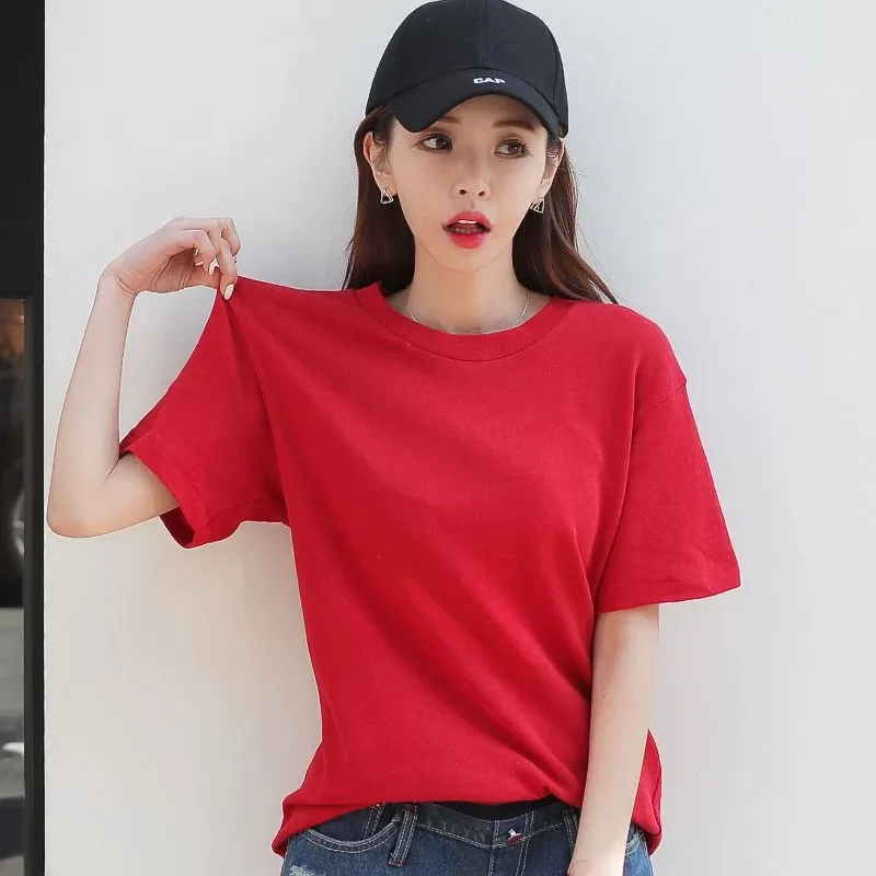 Summer 2020 short sleeve t shirt Women Top Garment red 
Summer 2020 short sleeve t shirt Women Top Garment red