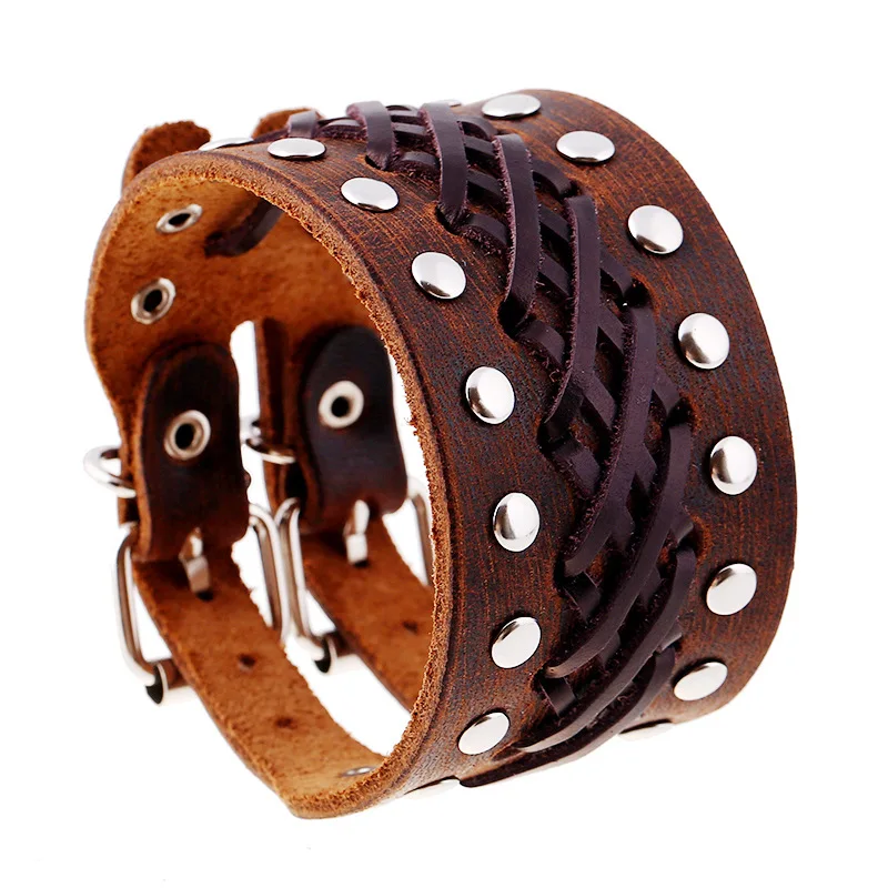Jessingshow 2021 Fashion Casual Gothic Punk Style Rivet Buckle Belt Genuine Leather Wide Bracelets Bangles Men Charm Wristband
Jessingshow 2021 Fashion Casual Gothic Punk Style Rivet Buckle Belt Genuine Leather Wide Bracelets Bangles Men Charm Wristband