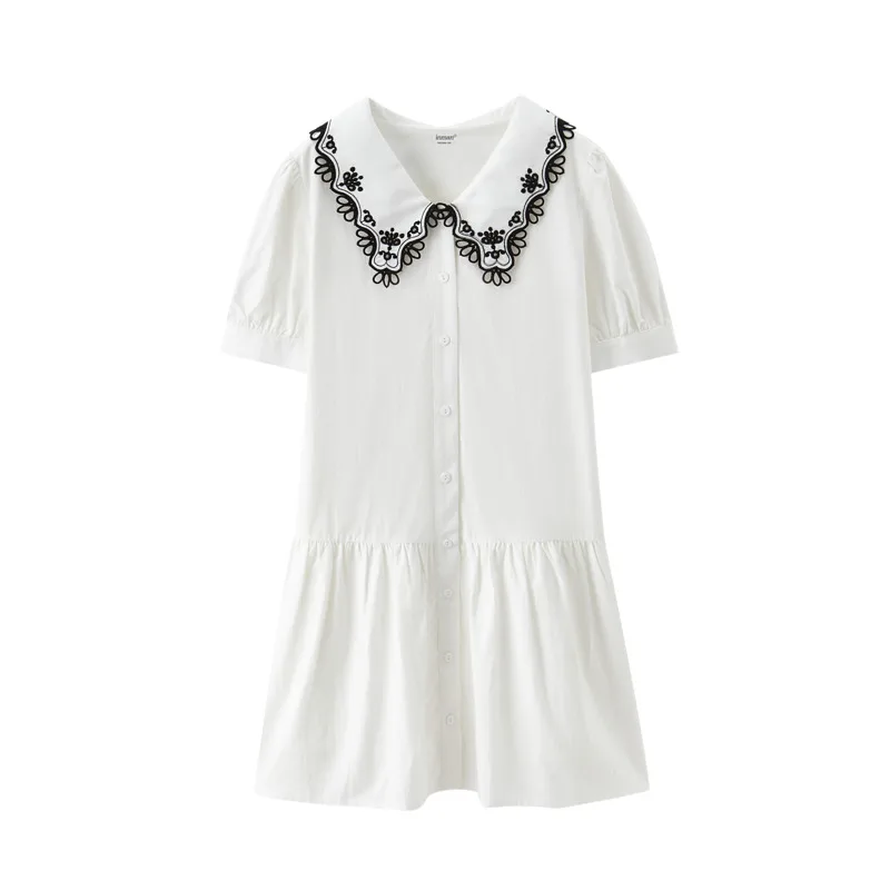 INMAN Summer White Kawaii Dress Women Elegant Sweet Simple Style Hollow Embroidery Splicing Turn Down Collar Buttons One-Piece
INMAN Summer White Kawaii Dress Women Elegant Sweet Simple Style Hollow Embroidery Splicing Turn Down Collar Buttons One-Piece