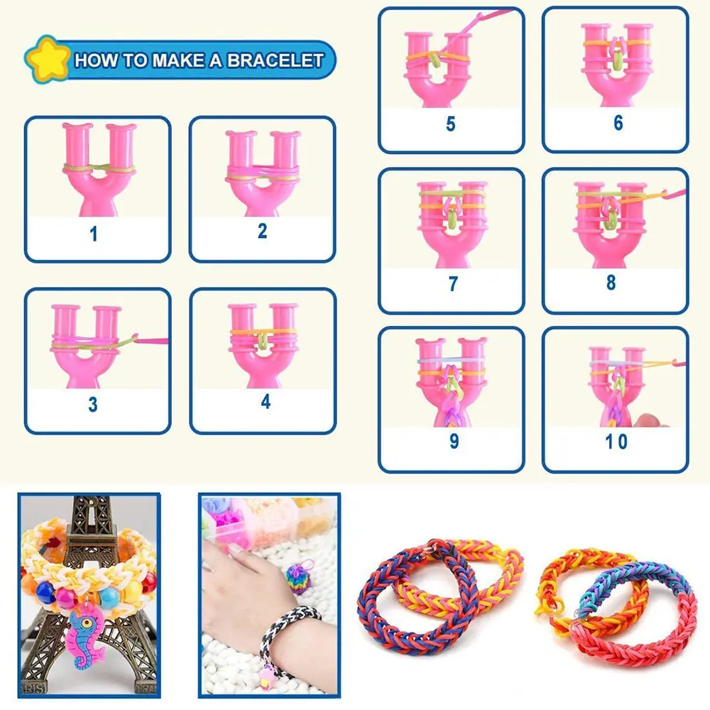 Loom Bands Kits Rubber Bands Loom DIY Weave Box Elastic Bracelet Handicraft Creative Kit DIY Color Rubber Girls Gift Toy
Loom Bands Kits Rubber Bands Loom DIY Weave Box Elastic Bracelet Handicraft Creative Kit DIY Color Rubber Girls Gift Toy