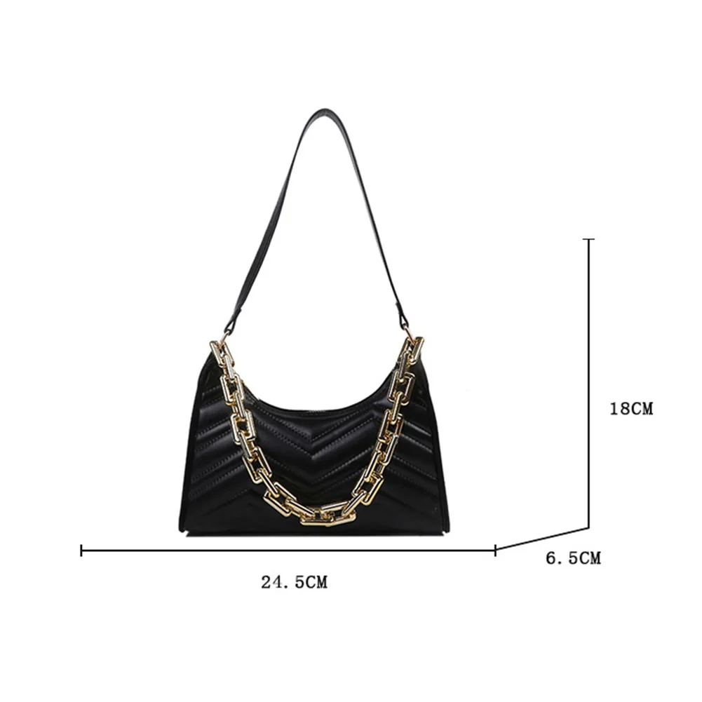 Fashion Women Pure Color Thick Chain PU Leather Shoulder Underarm Bag Casual Ladies Small Hobos Handbags
Fashion Women Pure Color Thick Chain PU Leather Shoulder Underarm Bag Casual Ladies Small Hobos Handbags