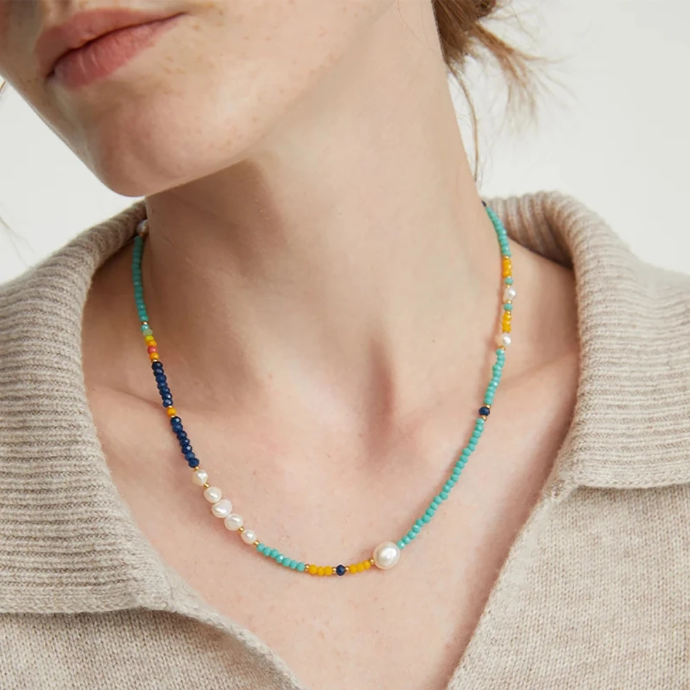 Ghidbk Handmade Mix Acrylic Beads Freshwater Pearl Choker Necklaces For Women Boho Colorful Real Pearl Designer Necklace Jewelry
Ghidbk Handmade Mix Acrylic Beads Freshwater Pearl Choker Necklaces For Women Boho Colorful Real Pearl Designer Necklace Jewelry