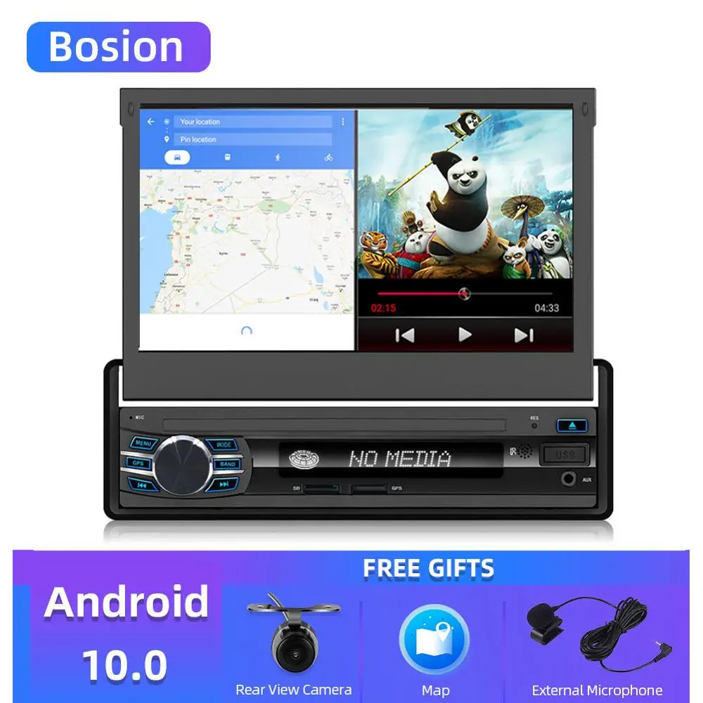 Автомагнитола Bosion 1 din Android 10 Wi Fi стерео плеер универсальная GPS навигация выдвижной