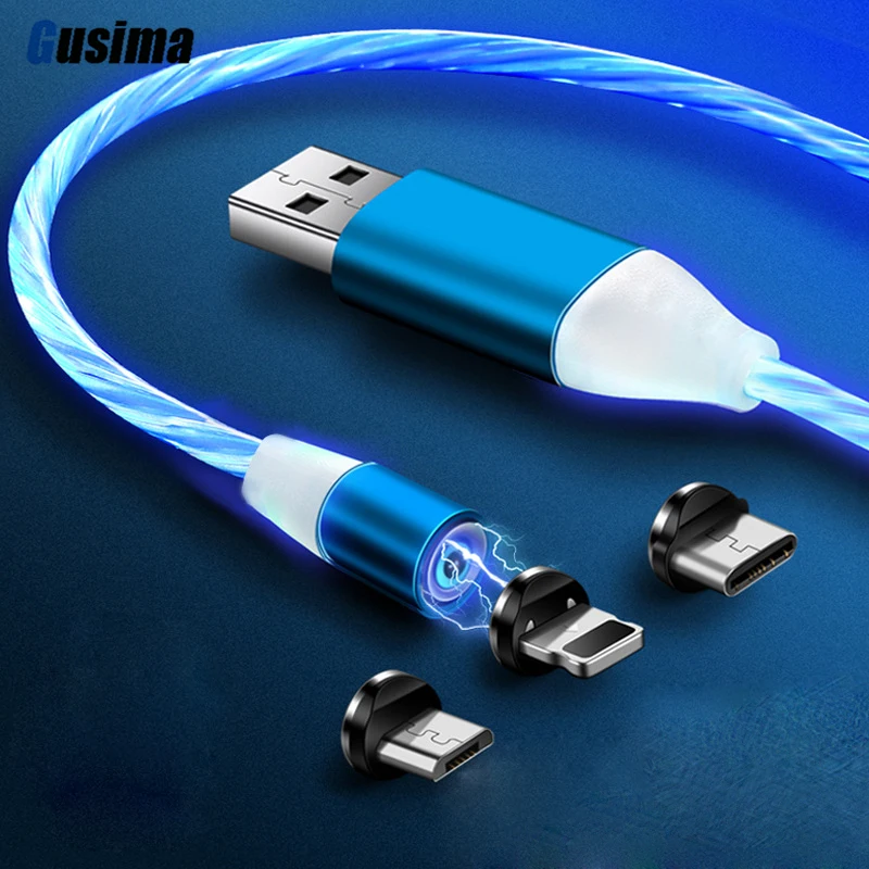 Течёт светильник магнитный кабель Micro type c Магнитный зарядный USB для зарядки и