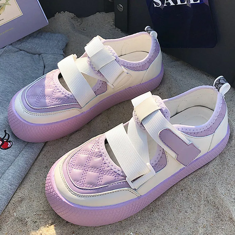 Ladies Sneakers Spring Shoes 2021 New Ins Casual Shoes Round Toe Women Shoes Fashion Hook-loop Flat Girl Purple Student Shoes
Ladies Sneakers Spring Shoes 2021 New Ins Casual Shoes Round Toe Women Shoes Fashion Hook-loop Flat Girl Purple Student Shoes