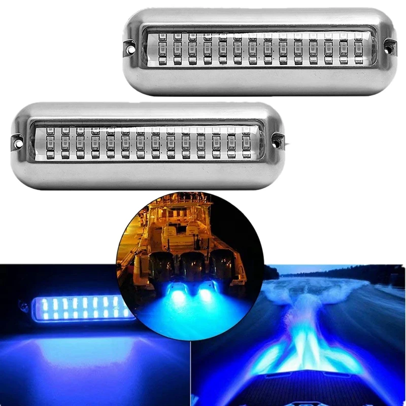 2 шт. 42LED светильник для слива лодки транца синий подводный морской