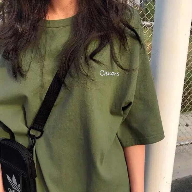 BF Style Women T Shirt Short Sleeve O-neck Female Tops Tees Embroidery Solid Color Casual Loose Summer tshirt 2020 New
BF Style Women T Shirt Short Sleeve O-neck Female Tops Tees Embroidery Solid Color Casual Loose Summer tshirt 2020 New