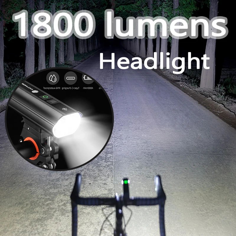 Bicycle Light 1800 Lumens Bright Flashlight Night Riding Headlight Rechargeable Waterproof Lamp MTB Road Bike Riding Accessories
Bicycle Light 1800 Lumens Bright Flashlight Night Riding Headlight Rechargeable Waterproof Lamp MTB Road Bike Riding Accessories