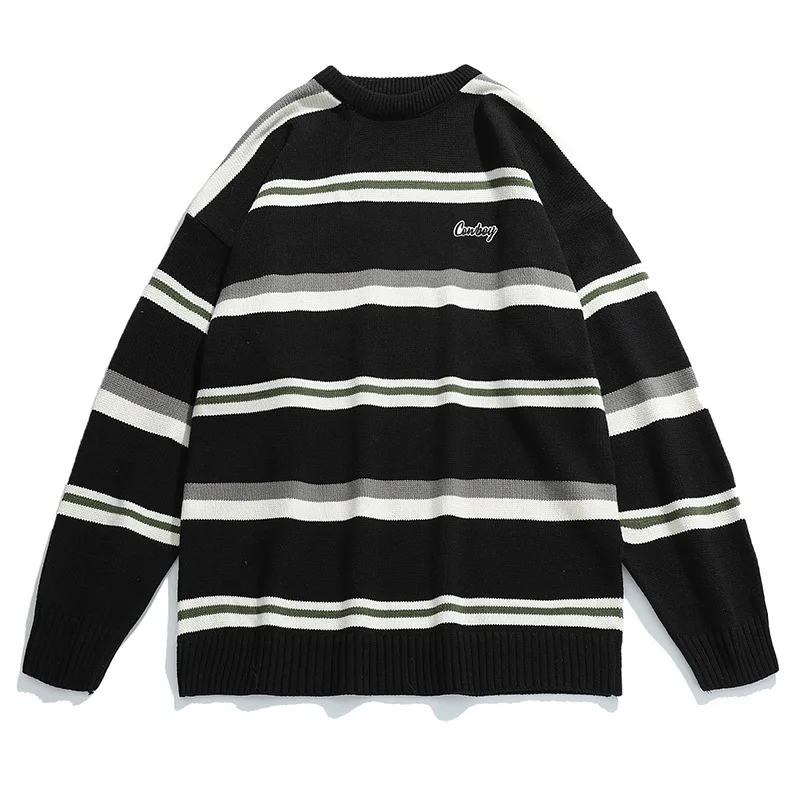 KANNISAK Mens Sweaters 2021 Autumn Winter Stripe Embroidery Loose Male Knitted Sweater Black and White Casual Harajuku Pullover
KANNISAK Mens Sweaters 2021 Autumn Winter Stripe Embroidery Loose Male Knitted Sweater Black and White Casual Harajuku Pullover