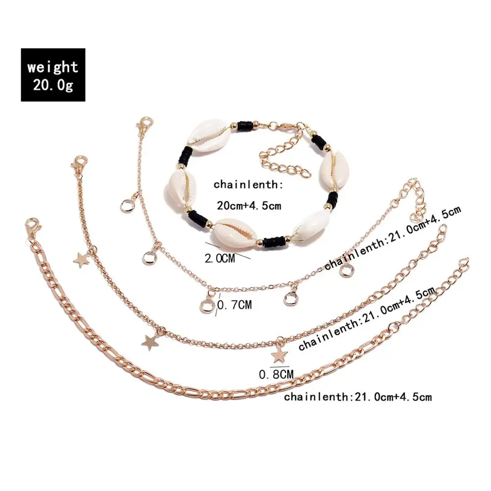 Bohemian multi-layered ankle jewelry handmade beaded natural shell star tassel 4 piece anklet
Bohemian multi-layered ankle jewelry handmade beaded natural shell star tassel 4 piece anklet