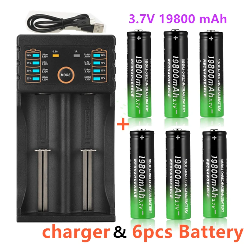 18650 battery 3.7V 19800mAh rechargeable liion battery with charger for Led flashlight batery litio battery+1pcs Charger
18650 battery 3.7V 19800mAh rechargeable liion battery with charger for Led flashlight batery litio battery+1pcs Charger