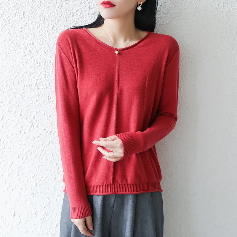 Cotton pullover spring summer bottoming shirt all-match blouse Slim women long-sleeved knit sweater Solid color T-shirt
Cotton pullover spring summer bottoming shirt all-match blouse Slim women long-sleeved knit sweater Solid color T-shirt