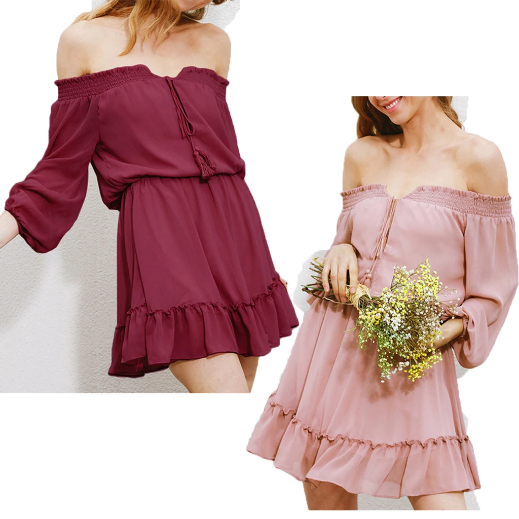 Boho Style Women Ruffle Chiffon Summer Off-Shoulder Bandage Casual Beach Wear Sundress Mini Dress M - 2XL
Boho Style Women Ruffle Chiffon Summer Off-Shoulder Bandage Casual Beach Wear Sundress Mini Dress M - 2XL