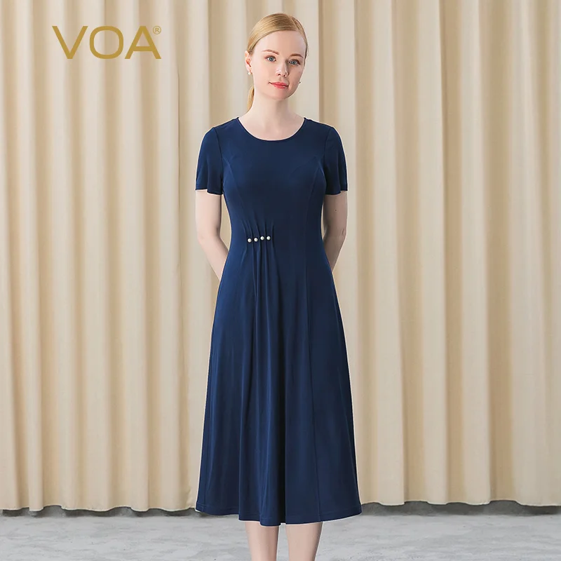 VOA Heavy Silk 33m/m Knitted Asymmetric Casual Pearl Decorative Buckle Super Elastic Slim Dresses for Women 2022 AE668
VOA Heavy Silk 33m/m Knitted Asymmetric Casual Pearl Decorative Buckle Super Elastic Slim Dresses for Women 2022 AE668