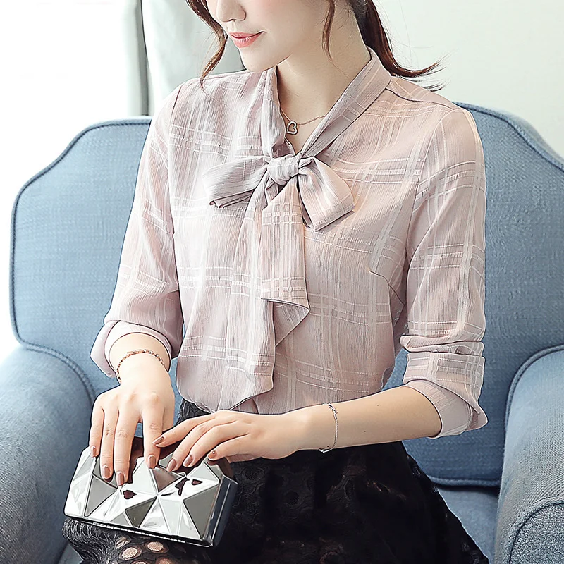 #4926 Chiffon Blouse Shirt Women Bow Tie Collar White Pink Purple Plaid Shirts Femme Thin Casual Office Womens Tops And Blouses
#4926 Chiffon Blouse Shirt Women Bow Tie Collar White Pink Purple Plaid Shirts Femme Thin Casual Office Womens Tops And Blouses