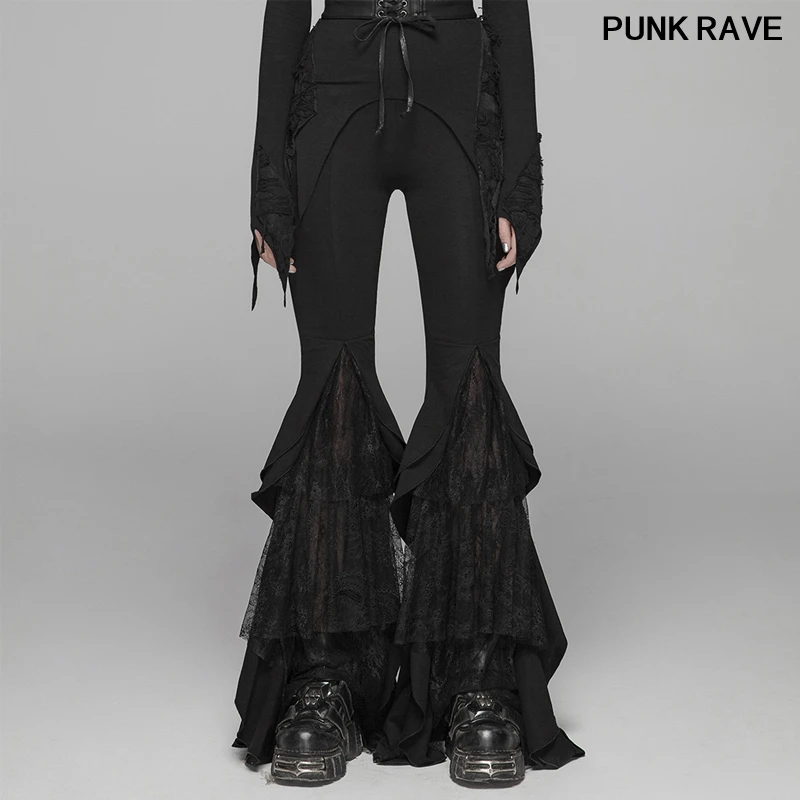 Женские Эластичные кружевные расклешенные брюки в стиле ретро | Женская одежда