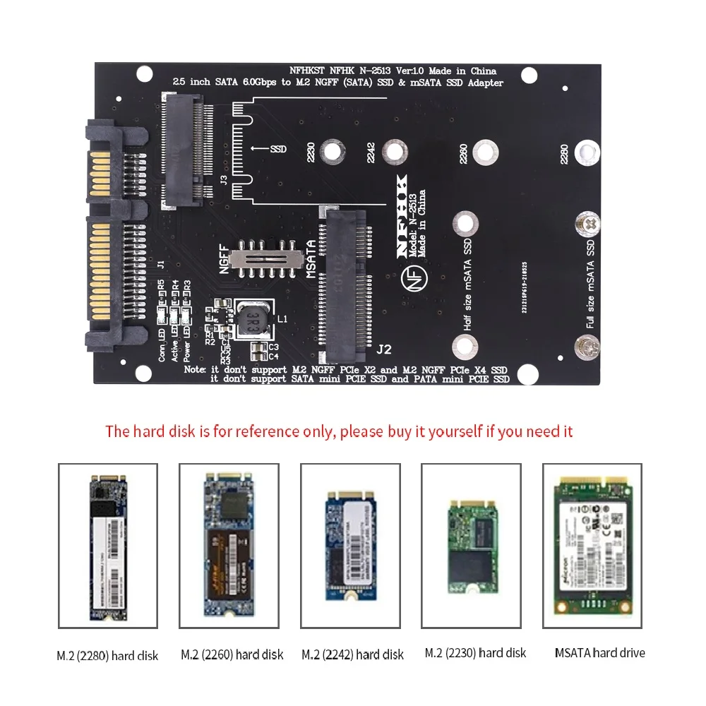 Адаптер TISHRIC M.2 NGFF Msata SSD на SATA 3 0 2 5 M2 PCI преобразователь переходная карта для ПК